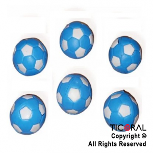 PELOTA FUTBOL CELESTE Y BLANCO 3 CM (COTILLON) x 6 UNIDADES